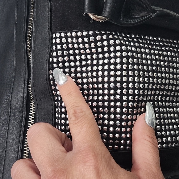 Steve Madden black faux leather purse w/gems - Picture 2 of 15